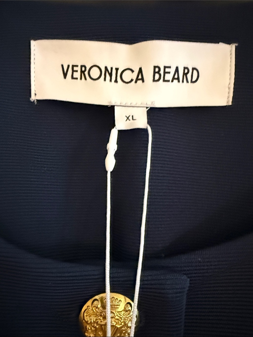 Veronica Beard Kensington Knit Jacket Marine Collarless Blazer with Gold Buttons - Picture 3 of 8